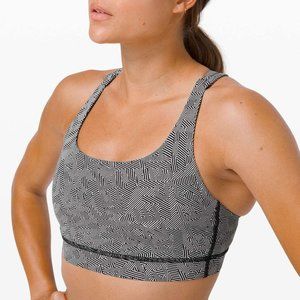 Lululemon Energy Bra SeaWheeze Illusionary White Black Size 4